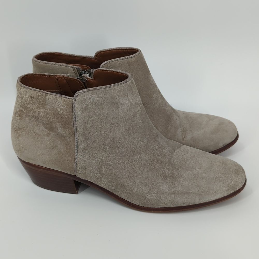 Sam Edelman Light Grey Leather Suede Petty Heeled Ankle Bootie Boot Size 8M